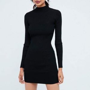 Zara Long Sleeve Knit Mini Dress Black size M